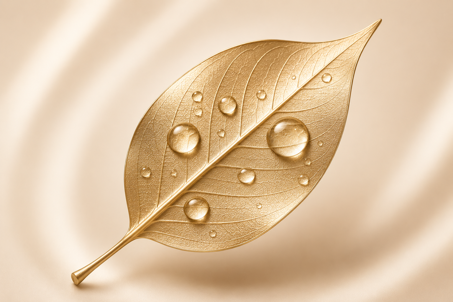 Foglia dorata con gocce